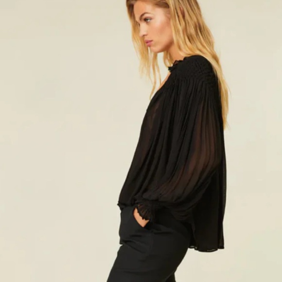 Love Shack Fancy Fernanda Blouse Black XS - Picture 4 of 7